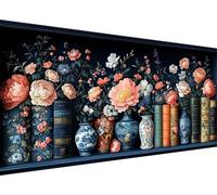 Diamond Painting fleur, bibliothèque Diamond Painting Adulte Grand Format 20 x 40 CM, 5D DIY Peinture Diamant Adulte Loisirs Créatifs avec Carré Full Drill Toile pour Decoration Murale Chambre L1-534