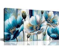 Diamond Painting Fleur bleue blanche, Grand Format 60x120cm Peinture Diamant Adulte kit Complet, 5D Bricolage Diamond Pasted Painting Point de Croix Strass Broderie Craft pour Home Décor Murale H-95