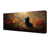 Diamond Painting Fleur Chat DIY Full Drill Diamond Painting Enfant, Large Peinture Diamant Adulte Kit Complet, Broderie Point Croix Diamant Arts Craft Kit, Décoratio Murale D'intérieur 70x140cm J-138