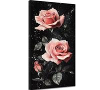 Diamond Painting Fleur Diamond Painting Adulte, 5D Peinture Diamant Enfant Canevas Kit Complet Adulte Débutant Ronde Cristal Diamant Art Set pour Décoration Murale Maison Cadeaux 100x200 cm Rose c-475