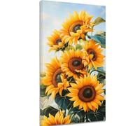Diamond Painting Fleur Diamond Painting Adulte, 5D Peinture Diamant Enfant Canevas Kit Complet Adulte Débutant Ronde Cristal Diamant Art Set pour Décoration Murale Maison 100x200 cm Tournesol c-502