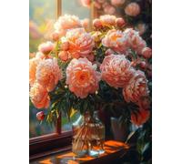 Diamond Painting Fleur Diamond Painting Adulte, 5D Peinture Diamant Vase Broderie Diamant Kit Complet, DIY Loisirs Créatifs Adultes Point de Croix Kit pour Decoration Murale, Cadeau 20x30cm -yxy2506DO