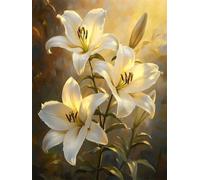 Diamond Painting Fleur Diamond Painting Adulte 65x80cm Broderie Diamant Kit Complet Peinture Diamant Lis Point de Croix Set Débutant Cristal Strass Artisanat Décoration, Activité Manuelle z1045-t