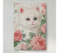 Diamond Painting Fleur Diamond Painting Adulte Chat Canevas Kit Complet Adulte, Peinture Diamant Enfant, perle Diamont Broderie Diamant Art Accessoires Set pour Décor Murale Maison 50x65cm PjY6872 B-V