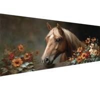 Diamond Painting Fleur Diamond Painting Adulte Cheval Diamant Paintings Adulte Débutant,5D Broderie Diy Strass Point de Croix Paintings,d'art mosaïque Maison DéCoration,Cadeau Femme 60x120cm YZ-379