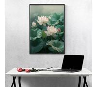 Diamond Painting Fleur, Diamond Painting Adulte Feuille De Lotus, Peinture Diamant Activité Manuelle Adulte, Peinture Diamant Cristal Broderie Point de Croix Kitspour Cadeau 70 x 95 cm PJY9 S-F