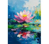 Diamond Painting Fleur Diamond Painting Adulte, Lotus Peinture Diamant, 5D Cristal Strass Point de Croix Broderie Diamant Kit Complet Loisirs Créatifs Adultes, Tableau Decoration Murale 40x50cm 6w-418