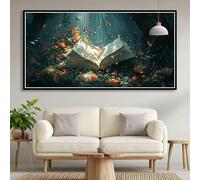 Diamond Painting Fleur Diamond Painting Adulte Papillon Peinture Diamant, 5D Broderie Diamant Point de Croix Activité Manuelle, DIY Carré Strass Artisanat Kits pour Decoration Maison 90x180cm B0-444