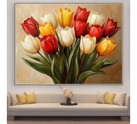 Diamond Painting Fleur Diamond Painting Enfant 40x30cmTulipe Broderie Diamant Kit Complet,Tableau Perle Diamant,Bricolage 5D Strass Point de Croix Loisirs Créatifs Adultes,Décoration Cadeau zhad354