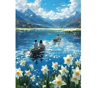 Diamond Painting Fleur Diamond Painting Enfant Océan 5D DIY Mosaique Broderie Diamant Kit Complet, Diamant Artisanat Strass Point de Croix Peinture pour Adultes, Decoration Maison 60x80cm N6-1224