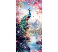 Diamond Painting fleur, Le paon Diamond-Painting Noel, Peinture Diamant Adulte Débutant, Activite Manuelle Adulte, Loisirs Créatifs Adultes, Diy Kit Complet Canevas, Maison Décoration 55x110cm W-428