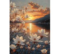 Diamond Painting Fleur, Paysage Diamond Painting Adulte, 5D DIY Cristal Strass Point de Croix Peinture Sets, Peinture Diamant Kit Complet Enfant, pour comme Cadeau femmes décoratif 100x135cm 0U-661