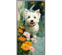 Diamond Painting Fleur Peinture Diamant Adulte, 5D Broderie Diamant Chien Diamond Painting Enfant Bricolage Cristal Point de Croix Tableau Strass Puzzle, Tableau Decoration Murale 60x120cm e33-fr18