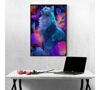 Diamond Painting Fleur, Peinture Diamant Adulte Chat 40 x 50 cm 5D DIY Diamond Painting Kit Complet, Diamant Strass Point de Croix Cristal Peinture pour Decoration Murale Maison PjY5174 K-D