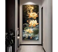 Diamond Painting Fleur Peinture Diamant Adulte/Débutant, Lotus Diamond Painting Adulte Grand Format 40 x 20 cm, DIY 5D Diamant Painting XXL Broderie Diamant Kit Complet, pour Murale Décoration Cadeaux