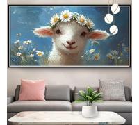 Diamond Painting Fleur Peinture Diamant Adulte Mouton Broderie Diamant Kit Complet, DIY 5D Cristal Broderie Point de Croix Kit, Loisirs Créatifs Adultes pour Decoration Maison Cadeau 70x140cm Y0-422