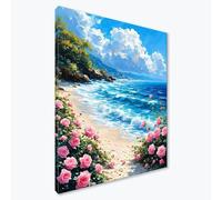 Diamond Painting Fleur Peinture Diamant Adulte Océan Broderie Diamant kit Complet, DIY 5D Carré Cristal Point de Croix Art Kits Adultes Débutant pour Decoration Murale, Cadeau Femme 75x100 cm F0-625