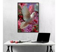 Diamond Painting Fleur, Peinture Diamant Adulte Oiseau 40x50cm 5D DIY Diamond Painting Kit Complet, Diamant Strass Point de Croix Cristal Peinture pour Decoration Murale Maison PjY10284 4-M