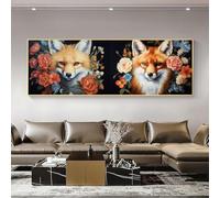 Diamond Painting Fleur Renard Broderie Diamant Grand Format,5D Diamond Painting Adulte RondPuzzle Diamant,Mosaique Loisirs Créatifs Tableau Perle Diamant pour Murale Décoration,Cadeau 40x120cm A305