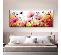 Diamond Painting Fleurs abstraites Broderie Diamant Painting Kit Complet Grand Format 5D Peinture Diamant Numero Adulte Enfant Strass Coller Perle Tableau Diamant Art Craft Home Decor 70x140cm