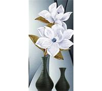 Diamond Painting Fleurs blanches 5D Diamant Painting Diamant Broderie Diamant Kit, Crystal Strass Art Craft, adultes DIY Painting Kits pour parents et enfants, pour Maison Bureau Décoration 50x100cm