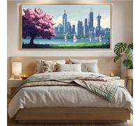 Diamond Painting Fleurs De Cerisier,Canevas Kit Complet Adulte Kit,DIY Diamond Painting Architecture Broderie Diamant,5D Diamant Point de Croix Débutants Artisanat Kit,Décor Murale,60x120cm Mq-1000
