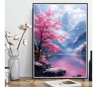 Diamond Painting Fleurs De Cerisier Diamond Painting Adulte, Peinture Diamant Montagne Broderie Diamant Diamant Mosaik Strass Point de Croix Loisirs Créatifs, Decoration Murale 40x50 cm -ly250827P