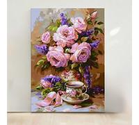 Diamond Painting Fleurs Diamond Painting Adulte Fleur 5D DIY Canevas Kit Complet Adulte, Diamant Strass Point de Croix Cristal Art pour Décoration Murale Maison, Cadeau Femme 50x65cm PjY1736 1-8