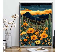 Diamond Painting Fleurs Diamond Painting Adulte, Peinture Diamant Montagne Broderie Diamant 5D DIY Diamant Mosaik Strass Point de Croix Loisirs Créatifs pour Decoration Murale 100 x 135 cm -ly25082SO