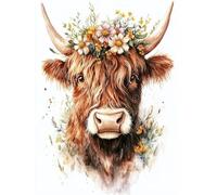 Diamond Painting Fleurs, Diamond Painting Enfant, Activité Manuelle Adultes, Loisirs Créatifs Adultes, Vaches laitières 5D DIY Peinture Diamant Kit Complet, Murale Maison Décoration 60x80cm A-232