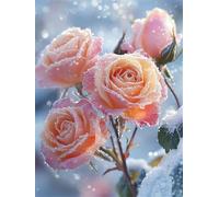 Diamond Painting Fleurs, Hiver Diamond Painting Adulte, 5D DIY Cristal Strass Point de Croix Peinture Sets, Peinture Diamant Kit Complet Enfant, pour comme Cadeau femmes décoratif 100x135cm 0U-593