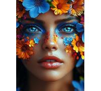 Diamond Painting Fleurs, œIl Diamond Painting Adulte, 5D DIY Cristal Strass Point de Croix Peinture Sets, Peinture Diamant Kit Complet Enfant, pour comme Cadeau femmes décoratif 100x135cm 0U-675