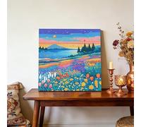 Diamond Painting Fleurs Sauvages Diamant Painting Adulte Broderie Diamant DIY Point de Croix Kit Complet, Enfants Diamond Tableau Cristal Canevas Art pour Decoration Chambre Europe 60x60 cm s0946