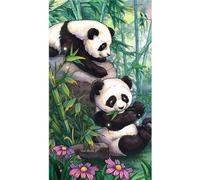 Diamond Painting Forêt de bambous Panda,5D DIY Broderie Diamant Painting Kits,Adultes Diamant Peinture Strass Point de Croix Diamant Arts Craft pour Salon Chambre Murale Décor Round Drill,50x100cm
