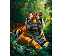 Diamond Painting Forêt de tigres Diamond Painting Adulte, 5D Point de Croix Broderie Diamant Kit Complet, DIY Rond Puzzle Stitch Peinture Diamant Painting Enfants, Décoration Intérieur 40x50cm k-214