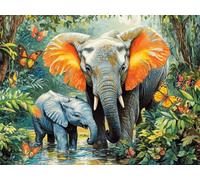 Diamond Painting Forêt Diamond Painting Adulte, 5D Broderie Diamant Kit Complet 40x50 cm, Bricolage Peinture Diamant Cristal Strass Point de Croix Kit, Decoration Chambre Cadeau, Éléphant 0b-881