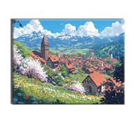 Diamond Painting Forêt Maisons Kit Diamond Painting, Loisirs Créatifs Adultes, Activité Manuelle Enfant, Point de Croix Broderie Kit, Automne Decoration Murale, Halloween Decoration 50x70cm W-l-421