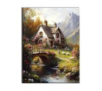 Diamond Painting Forêt Maisons Mosaique Loisir Creatif Kit, Diy Diamond Point de Croix Broderie, Cristal Art Kit Peinture Diamant, Automne Halloween Decoration Murale, Cadeau de Noel 20x25cm W-l-382