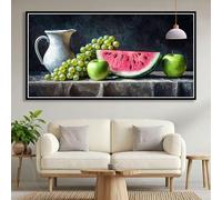 Diamond Painting Fruit Diamond Painting Adulte Pastèque Peinture Diamant, 5D Broderie Diamant Point de Croix Activité Manuelle, DIY Carré Strass Artisanat Kits pour Decoration Maison 80x160cm B0-756