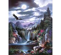Diamond Painting Full, Paysage Cascade 5D DIY Diamant Peinture Kit pour Adultes/Enfants,Cristal Strass Broderie Point de Croix Diamond Painting Art pour La Maison Décor Murale Round Drill 40x50cm