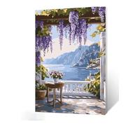 Diamond Painting Glycine Diamant Painting Mer 5D DIY Full Drill Broderie Diamant Kit Complet, Diamond Paintings Petit Format pour Adultes Débutants, Activité Manuelle, Décoration Noel 35x45cm I0-277