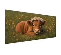Diamond Painting Grand Format 150x60 cm, Diamond Painting Vache, Canevas Kit Complet Adulte, DIY 5D Peinture Diamant Animal Broderie Point de Croix Carré Crystal Art pour Decoration Murale Z0-153
