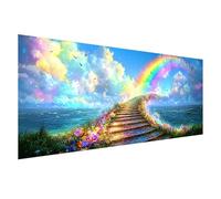 Diamond Painting Grand Format 250x100 cm, Diamond Painting Arc-en-ciel, Canevas Kit Complet Adulte,DIY 5D Peinture Diamant Océan Broderie Point de Croix Carré Crystal Art pour Decoration Murale Z0-341