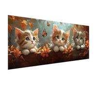 Diamond Painting Grand Format 250x100 cm, Diamond Painting Chat, Canevas Kit Complet Adulte, DIY 5D Peinture Diamant Papillon Broderie Point de Croix Carré Crystal Art pour Decoration Murale Z0-199