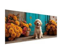 Diamond Painting Grand Format 250x100 cm, Diamond Painting Chien, Canevas Kit Complet Adulte, DIY 5D Peinture Diamant Fleur Broderie Point de Croix Carré Crystal Art pour Decoration Murale Z0-145