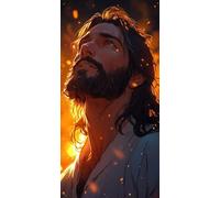 Diamond Painting Grand Format 50x100cm, Diamond Painting Jésus, Peinture Diamant Enfant Christ, 5D DIY Kit Broderie Activité Manuelle, Loisirs Créatifs Adultes Cadeaux pour Décor Maison C5-296