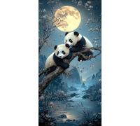 Diamond Painting Grand Format 50x100cm, Diamond Painting Panda, Peinture Diamant Enfant Lune, 5D Kit Broderie Debutant, DIY Activité Manuelle, Loisirs Créatifs Adultes Cadeaux pour Décor Maison C5-398