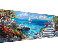 Diamond Painting Grand Format, DIY bord mer Peinture Painting Broderie Diamant, 5D Diamond Painting Enfants paysage Bricolage Loisirs Créatifs Adultes, pour Decoration Murale Maison 40x90cm S2-417
