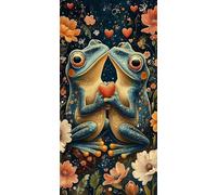 Diamond Painting Grenouille, Diamond Painting Enfant Fleurs, 5D Bricolage Kit Broderie Loisirs Créatifs Adultes, Peinture Diamant Enfant Débutants, Point de Croix Murale Décor Cadeaux 20x40cm C5-203