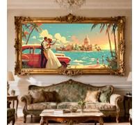 Diamond Painting Hawaii Diamond Painting Adulte Grand Format 180x90cm Broderie Diamant Couple Peinture Diamant kit Complet Cristal Point de Croix Activité Manuelle, Décoration Maison Cadeaux O-214G